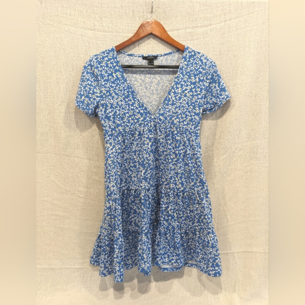 Forever 21 Blue Floral Peasant Dress